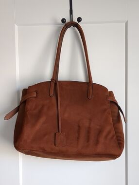 H&M Suede Tote Handbag in Chestnut Brown - Women Bags